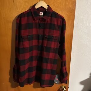 Levis Flannel Shirt Mens Medium Red Plaid